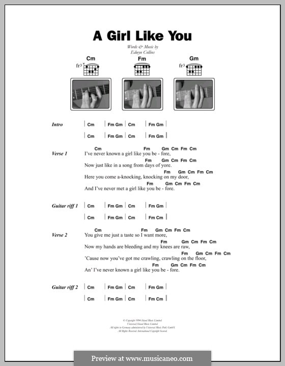 A Girl Like You: Lyrics and chords by Edwyn Collins