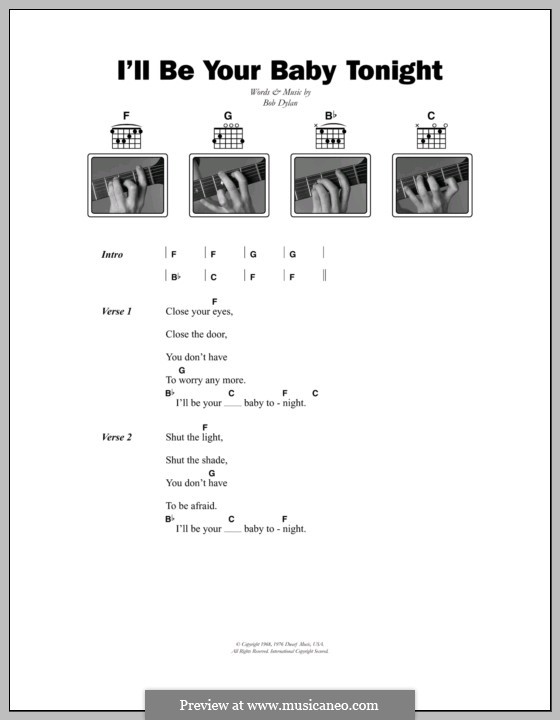 I'll Be Your Baby Tonight: Lyrics and chords by Bob Dylan