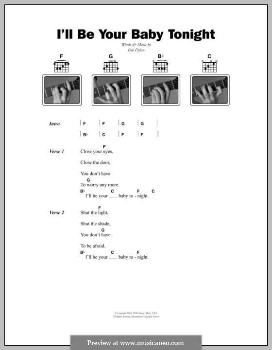 I'll Be Your Baby Tonight: Lyrics and chords by Bob Dylan