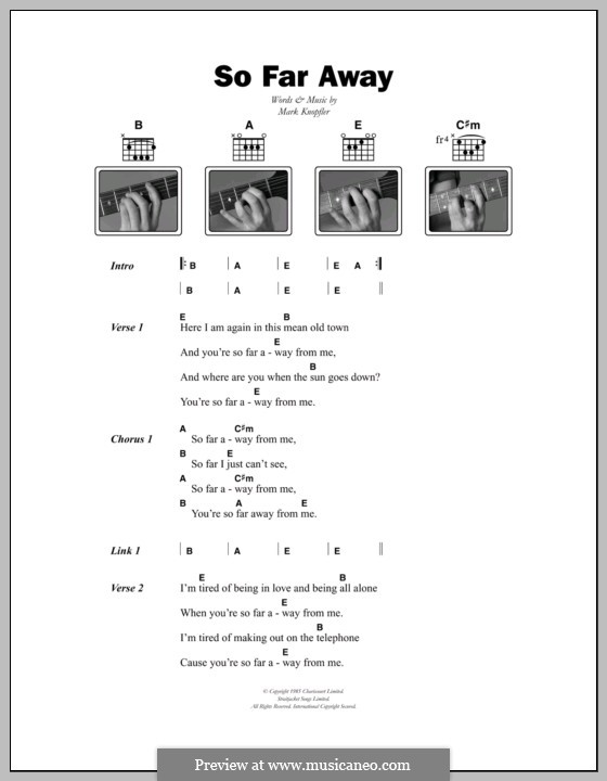 So Far Away (Dire Straits): Lyrics and chords by Mark Knopfler