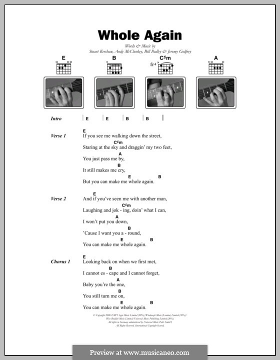 Whole Again (Atomic Kitten): Lyrics and chords by Andy McCluskey, Bill Padley, Jeremy Godfrey, Stuart Kershaw