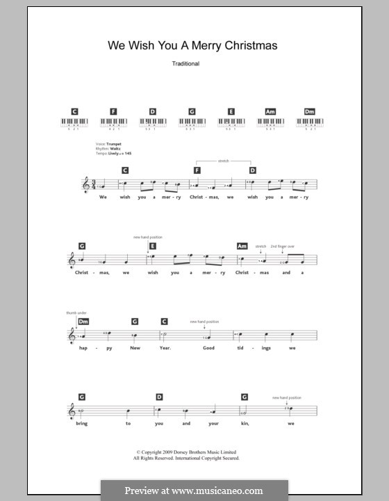 We Wish You a Merry Christmas (Printable Scores): For keyboard by folklore