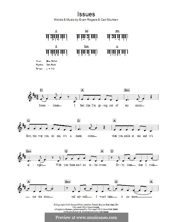 Issues (The Saturdays): For keyboard by Carl Sturken, Evan Rogers