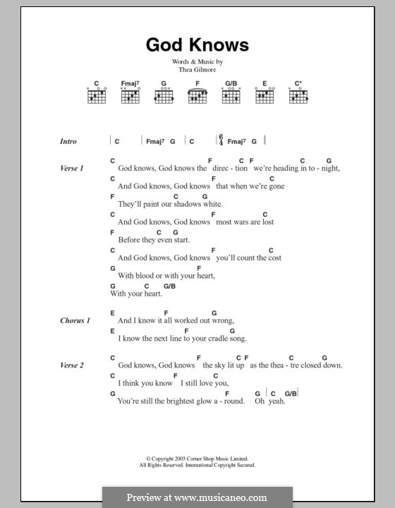God Knows: Lyrics and chords by Thea Gilmore