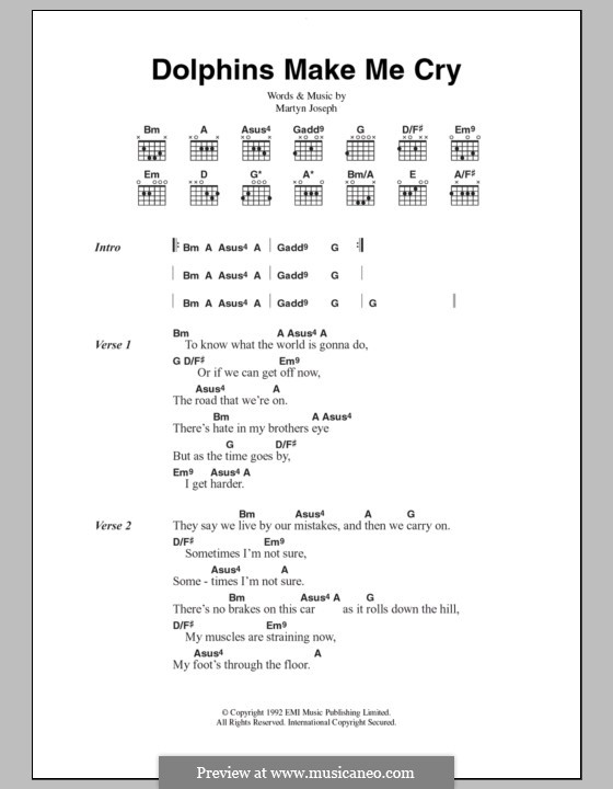 Dolphins Make Me Cry: Lyrics and chords by Martyn Joseph