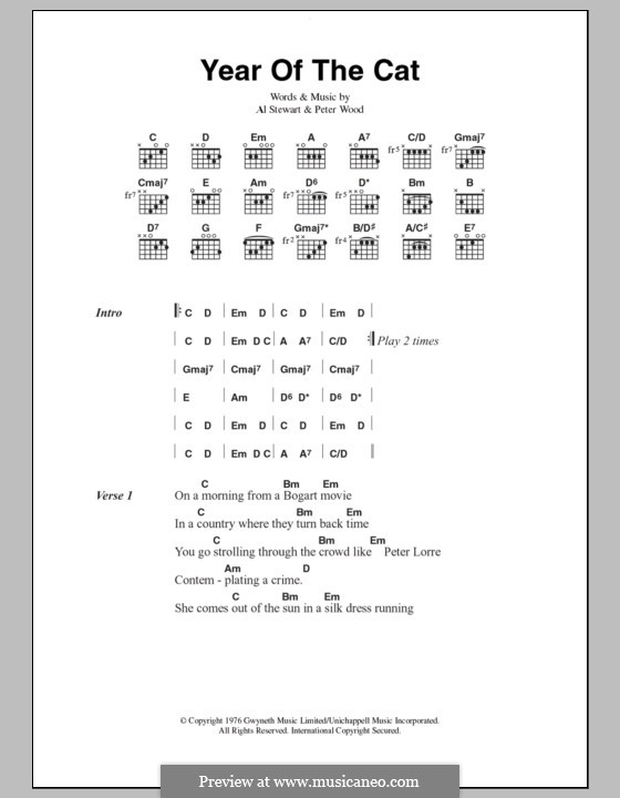 Year of the Cat: Lyrics and chords by Al Stewart, Peter Wood