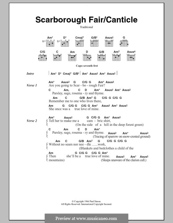 Scarborough Fair / Canticle by folklore - sheet music on MusicaNeo