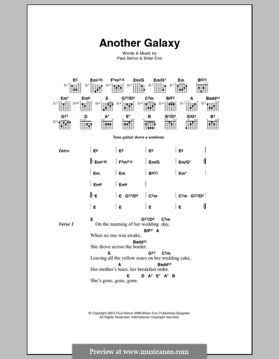 Another Galaxy: Lyrics and chords by Paul Simon