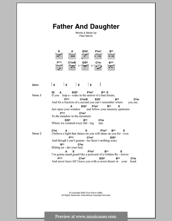 Father and Daughter: Lyrics and chords by Paul Simon