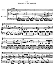 Violin Concerto No.6 in B Flat Major, Op.8: For violin and piano – score and solo part by Pierre Rode