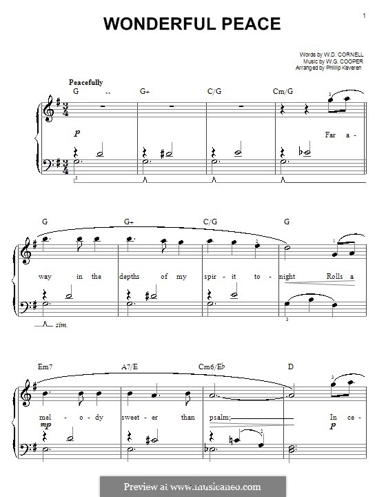 Wonderful Peace: For easy piano by W.G. Cooper