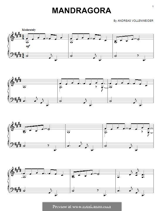 Mandragora: For piano by Andreas Vollenweider