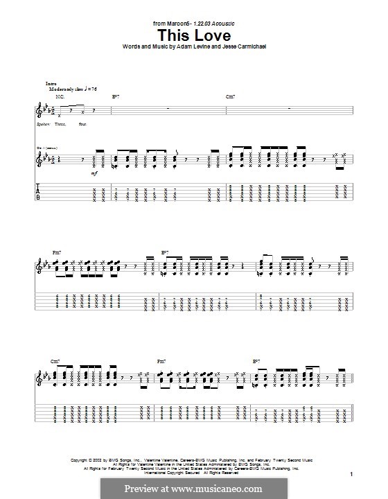 This Love (Maroon 5): For guitar by Adam Levine, Jesse Carmichael