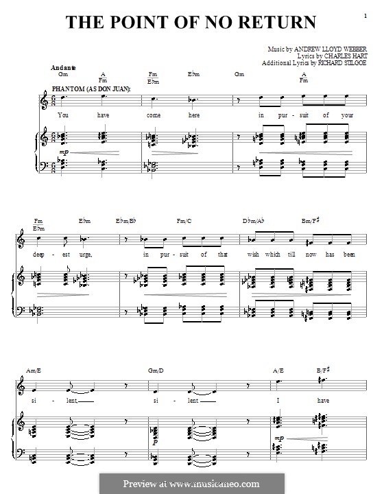 The Point of No Return: For voice and piano (or guitar) by Andrew Lloyd Webber