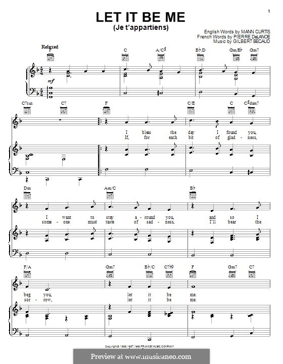 Let it be me piano deals