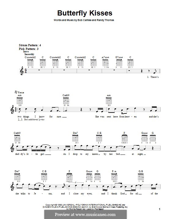 Butterfly Kisses by R. Thomas - sheet music on MusicaNeo