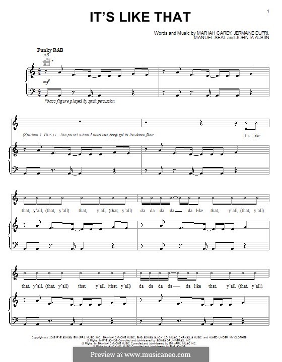 It's Like That: For voice and piano (or guitar) by Mariah Carey