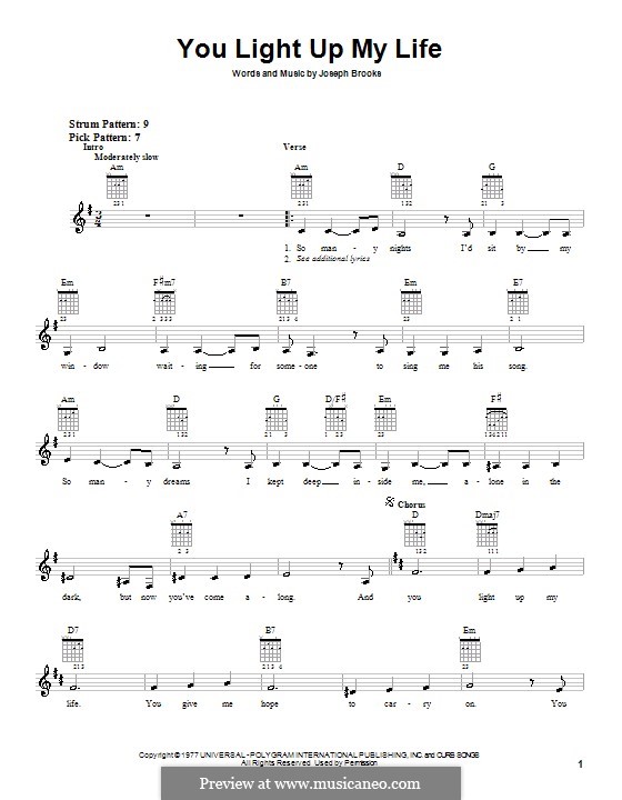You Light Up My Life: For guitar (with strumming patterns) by Joseph Brooks