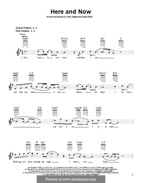 Here and Now (Luther Vandross): For guitar (with strumming patterns) by David Elliot, Terry Steele