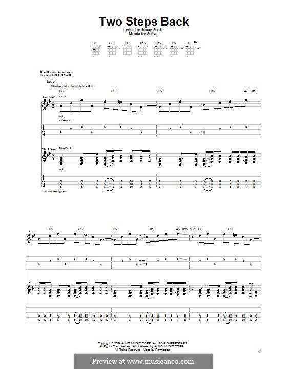 Two Steps Back (Saliva): For guitar with tab by Josey Scott