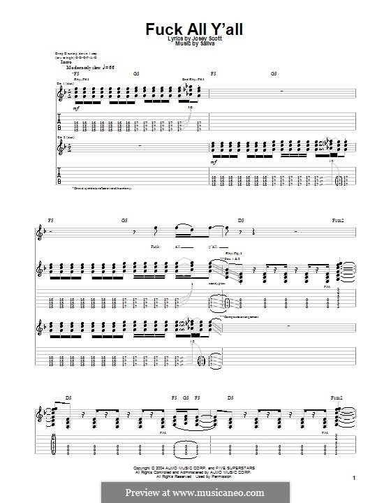 Fuck All Y'all (Saliva): For guitar with tab by Josey Scott