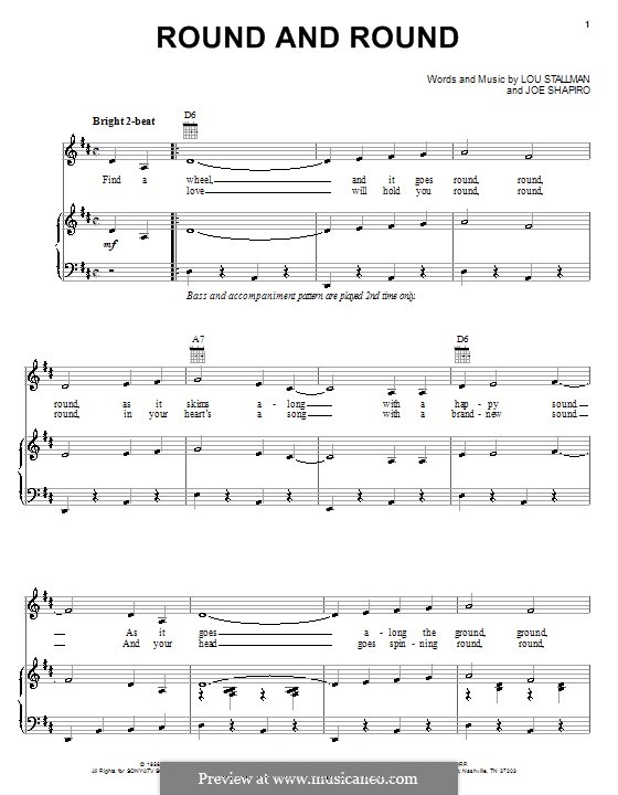 Round and Round (Perry Como): For voice and piano (or guitar) by Joe Shapiro, Lou Stallman