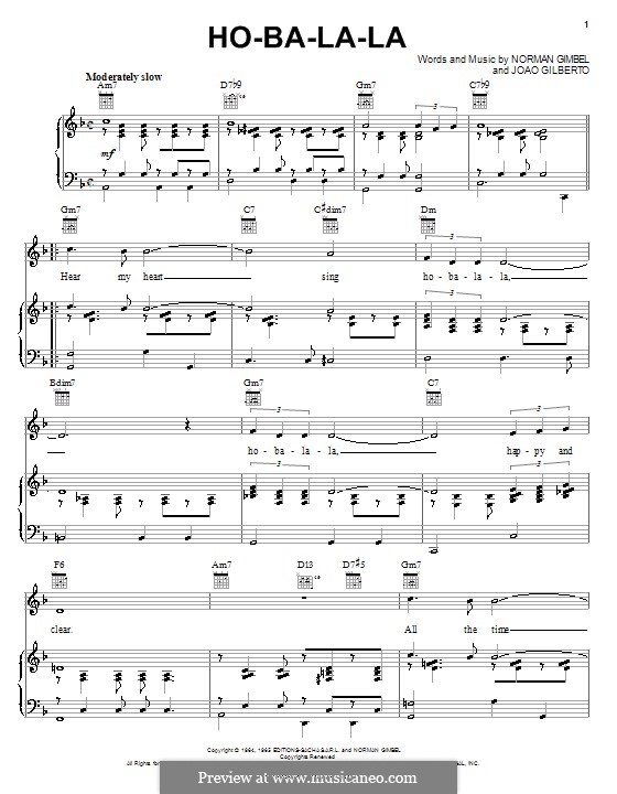 Ho-Ba-La-La: For voice and piano (or guitar) by Joao Gilberto