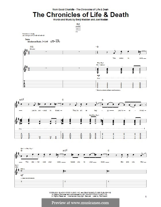 The Chronicles of Life & Death (Good Charlotte): For guitar with tab by Benji Madden, Joel Madden