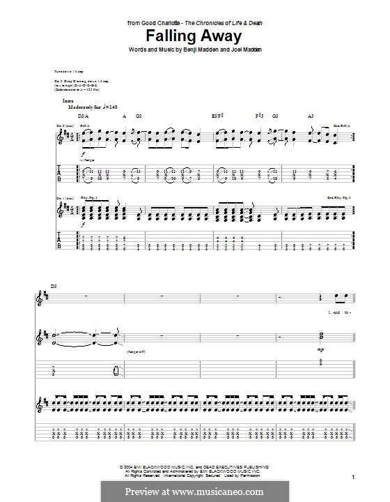 Falling Away (Good Charlotte): For guitar with tab by Benji Madden, Joel Madden