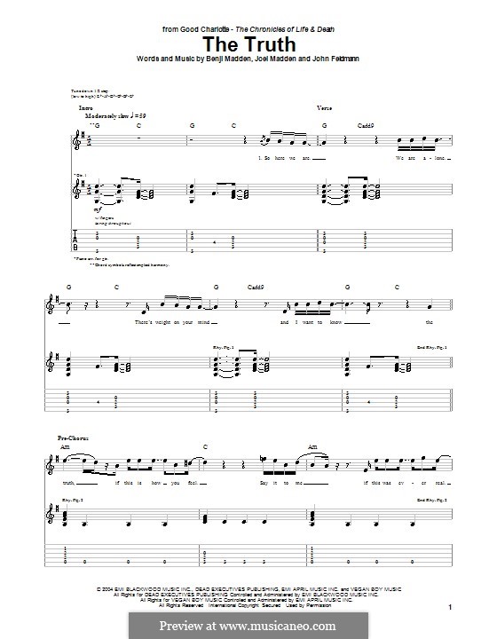 The Truth (Good Charlotte): For guitar with tab by Benji Madden, Joel Madden, John Feldmann