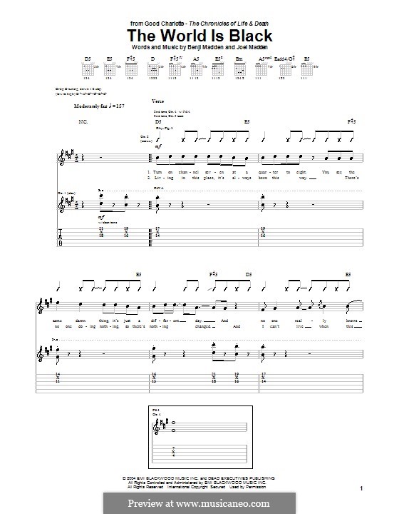 The World Is Black (Good Charlotte): For guitar with tab by Benji Madden, Joel Madden