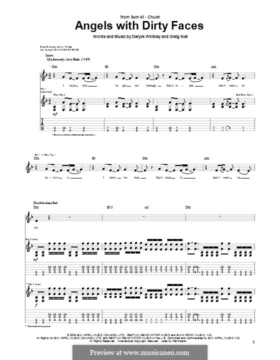 Angels with Dirty Faces (Sum 41): For guitar with tab by Deryck Whibley, Greig Andrew Nori