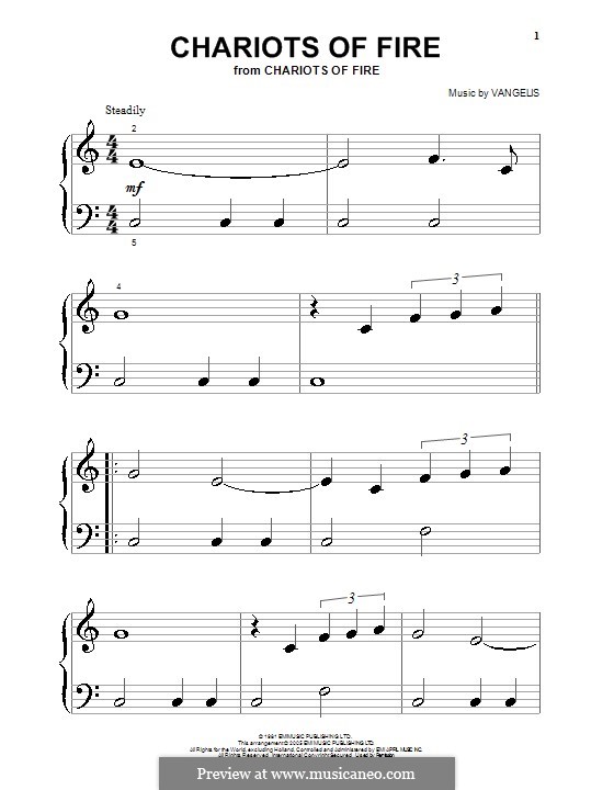 Chariots of Fire by Vangelis sheet music on MusicaNeo