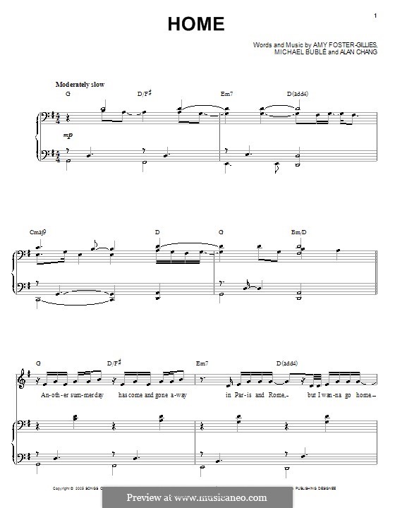 Home: For voice and piano (or guitar) by Alan Chang, Amy Foster-Gillies, Michael Bublé