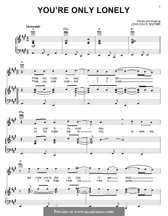 You Re Only Lonely By J D Souther Sheet Music On Musicaneo You Re Only Lonely By J D Souther Sheet Music On Musicaneo