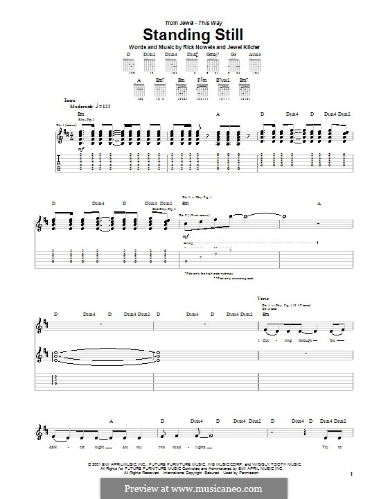 Standing Still (Jewel): For guitar with tab by Jewel Kilcher, Rick Nowels