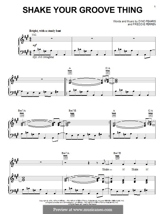 Shake Your Groove Thing: For voice and piano (or guitar) by Dino Fekaris, Freddie Perren