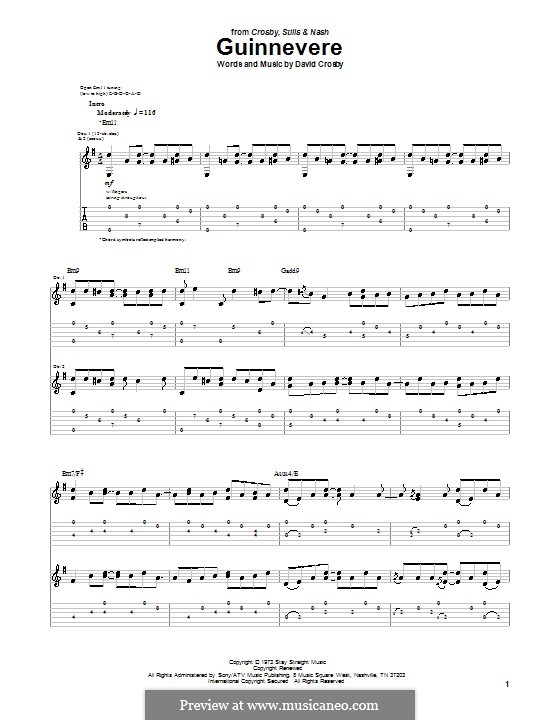 Guinnevere (Crosby, Stills & Nash): For guitar with tab by David Crosby