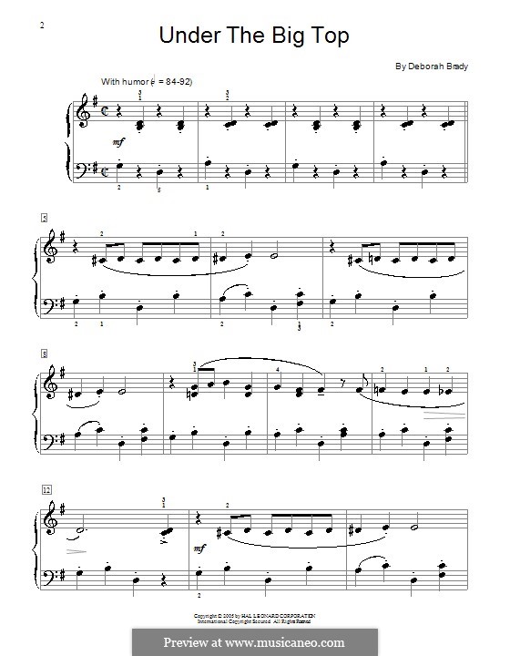Under the Big Top: For piano by Deborah Brady