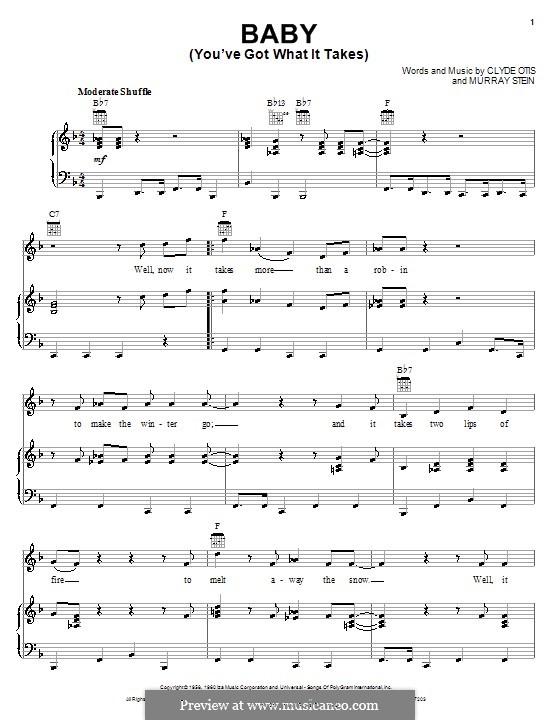 Baby (You've Got What It Takes): For voice and piano (or guitar) by Clyde Otis, Murray Stein