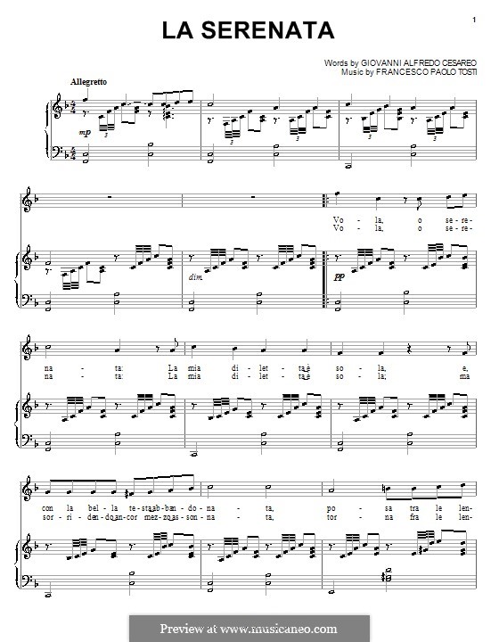 La serenata: For voice and piano or guitar (Andrea Bocelli) by Francesco Paolo Tosti