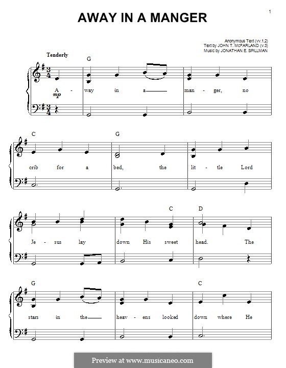 Away in a Manger: For easy piano by Jonathan Edwards Spilman