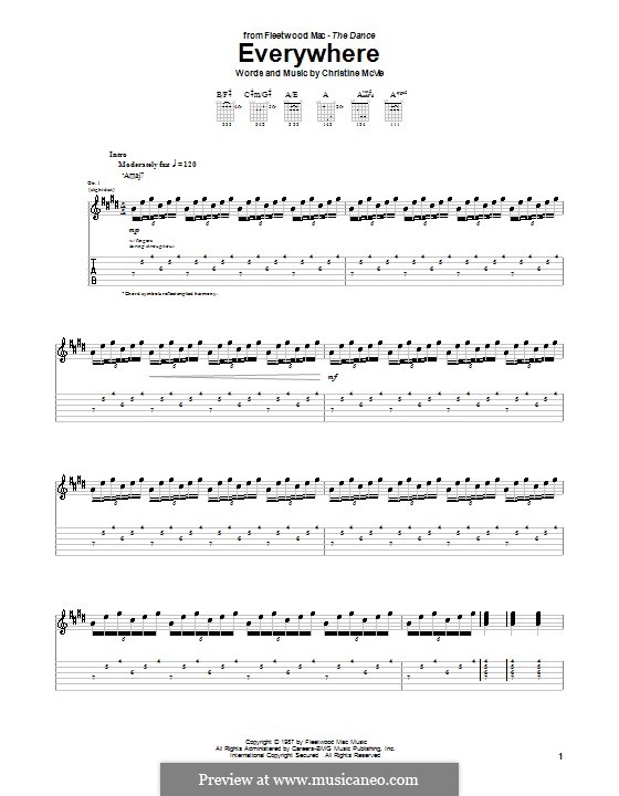 Everywhere (Fleetwood Mac): For guitar with tab by Christine McVie