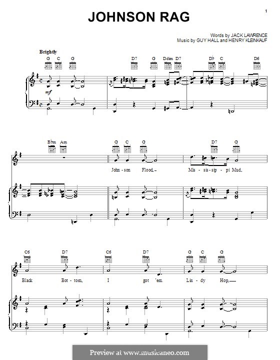 Johnson Rag (Glenn Miller): For voice and piano (or guitar) by Guy Hall, Henry Kleinkauf, Jack Lawrence