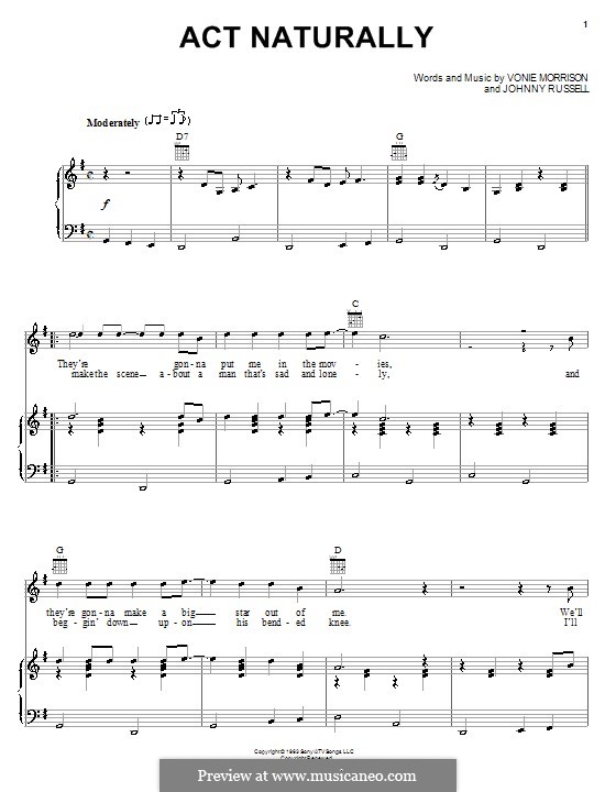 Act Naturally (Buck Owens): For voice and piano (or guitar) by Johnny Russell, Vonie Morrison