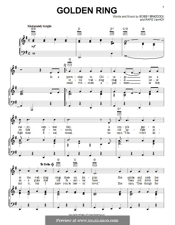 Golden Ring: For voice and piano (or guitar) by Bobby Braddock, Rafe Van Hoy