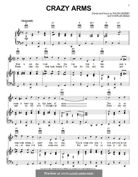 Crazy Arms (Ray Price): For voice and piano (or guitar) by Charles Seals, Ralph Mooney
