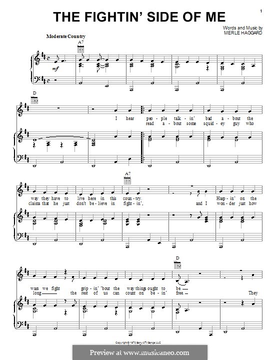 The Fightin' Side of Me: For voice and piano (or guitar) by Merle Haggard