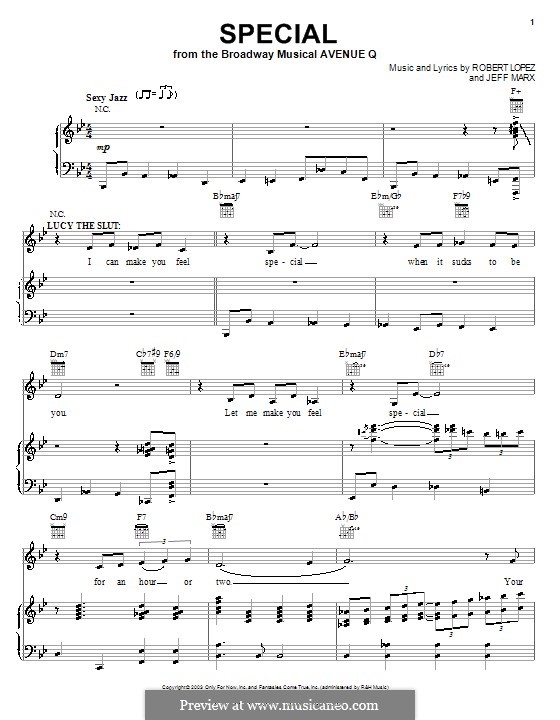 Special (Avenue Q) by J. Marx, R. Lopez sheet music on MusicaNeo