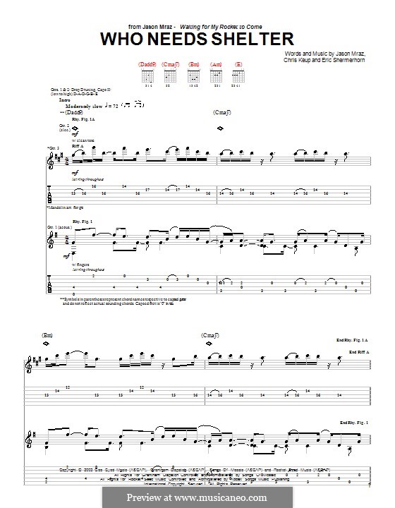 Who Needs Shelter: For guitar with tab by Chris Keup, Eric Shermerhorn